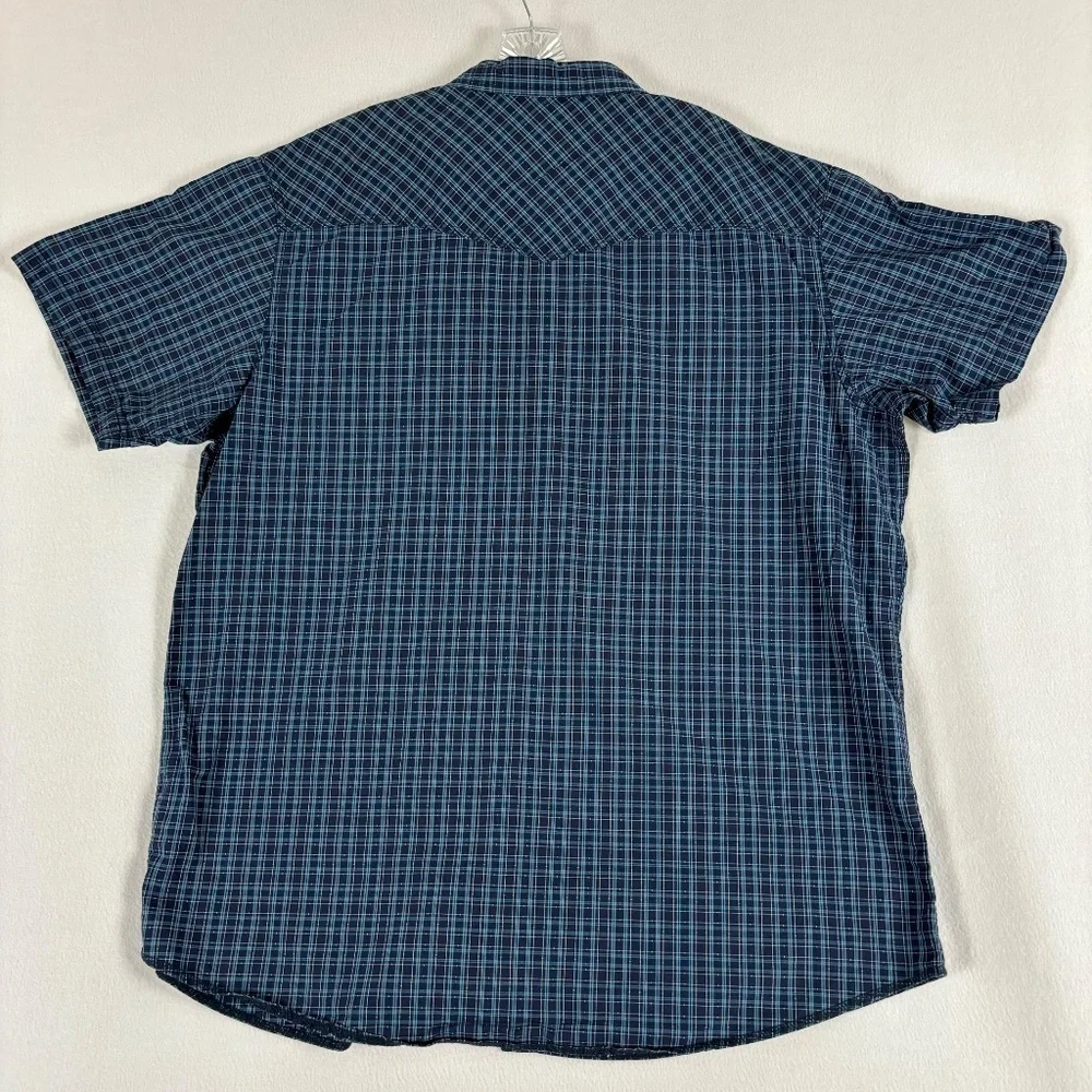 Northwest Territory Shirt Men 2XLT Blue Plaid Pearl Snap Outdoors Casual/Dress